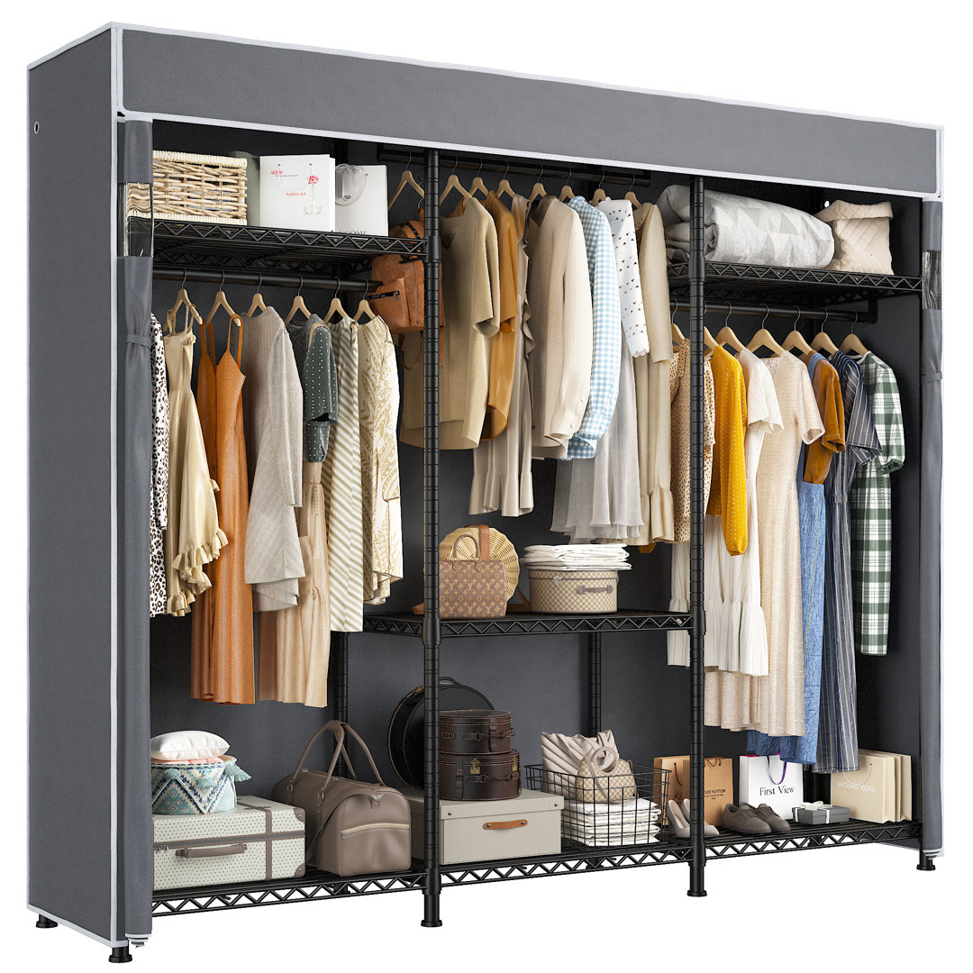 Clothes Rack with Cover Loads 795LBS，Closet Organizer for Hanging Clothes